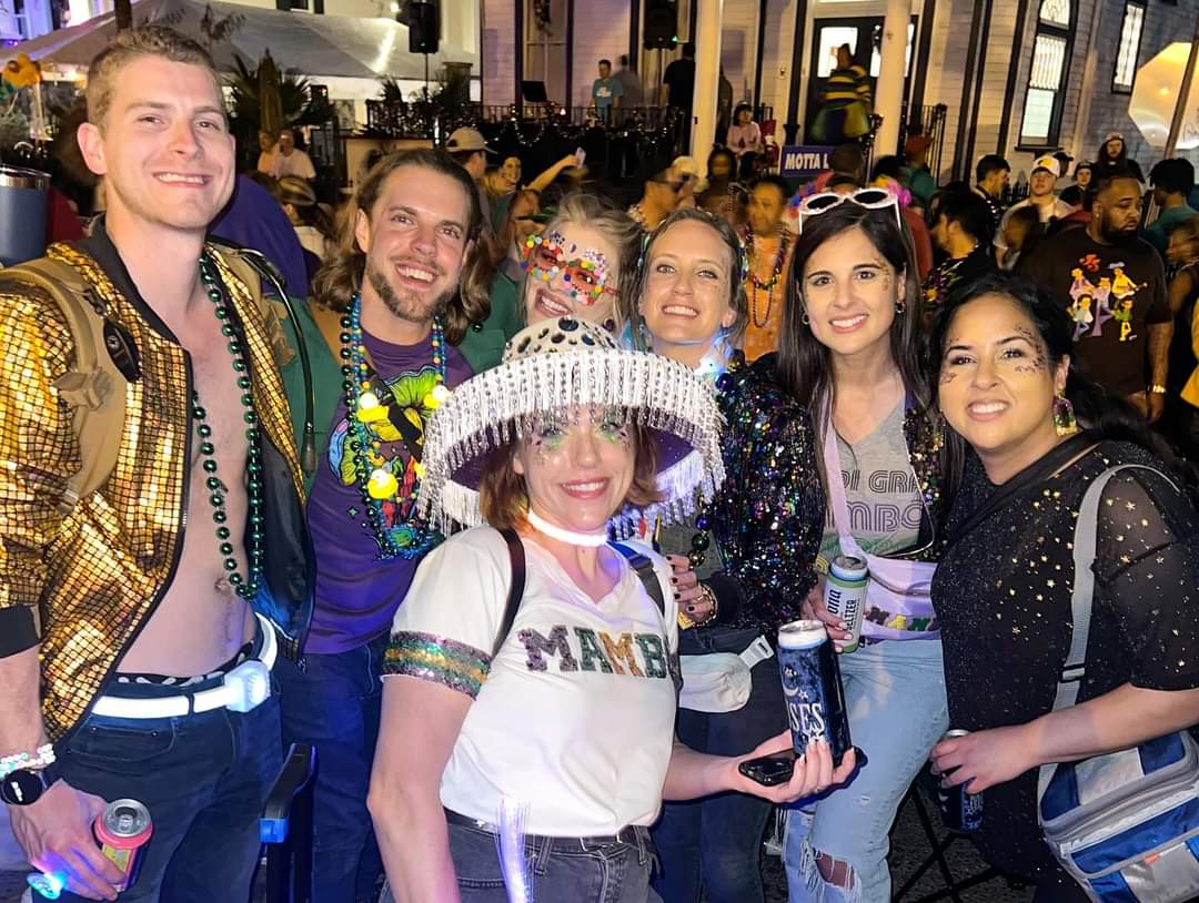 Sporting Nion Lights glow belts and chokers in New Orleans for Mardi Gras