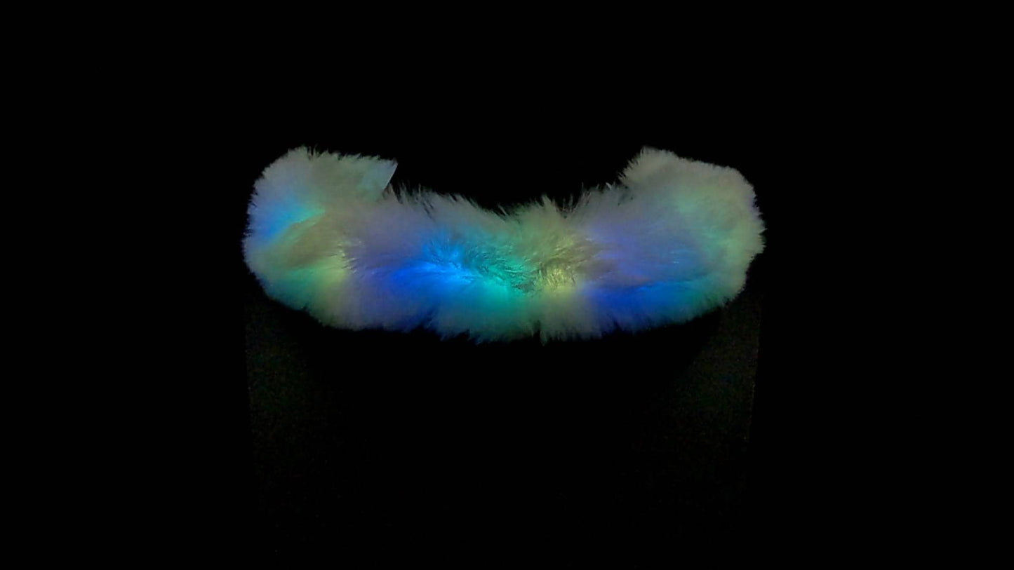 Animated Faux Fur Glow Choker | Light up LED wearable necklace accessory for EDM festivals or raves: burning man, electric forest - Nion Lights -