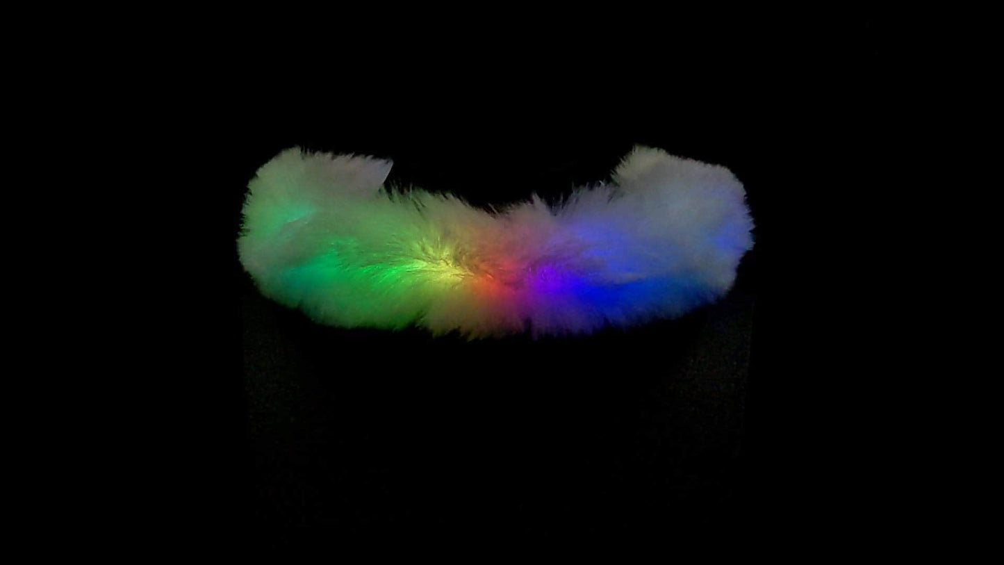 Animated Faux Fur Glow Choker | Light up LED wearable necklace accessory for EDM festivals or raves: burning man, electric forest - Nion Lights -