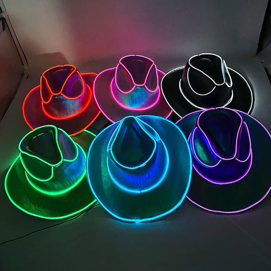 Glow Cowgirl Hat | Luminous LED Western Cowboy Hat for women great for bachelorette, country weddings, night clubs, and more - Nion Lights - 