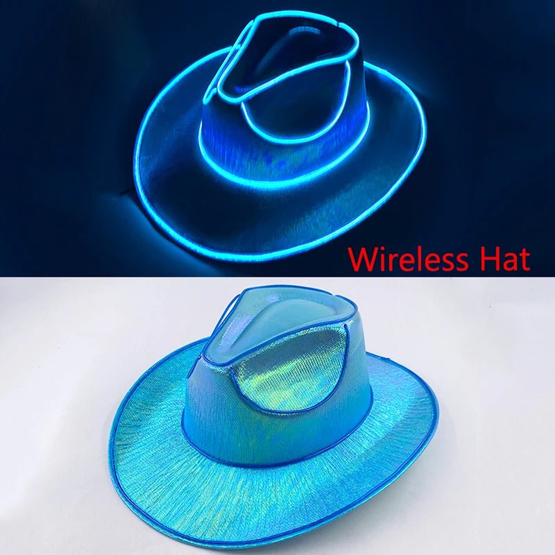 Glow Cowgirl Hat | Luminous LED Western Cowboy Hat for women great for bachelorette, country weddings, night clubs, and more - Nion Lights - 