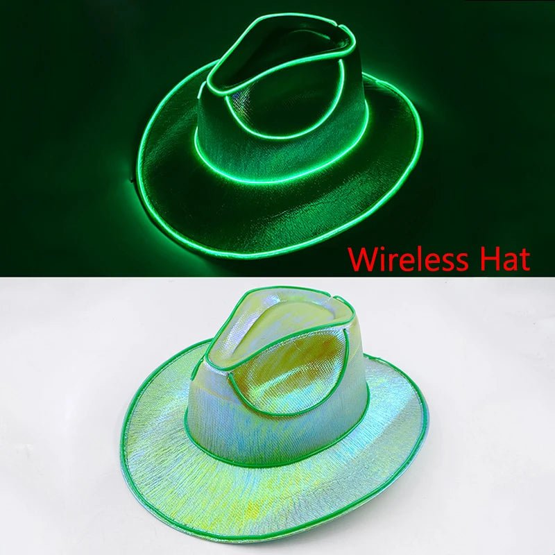 Glow Cowgirl Hat | Luminous LED Western Cowboy Hat for women great for bachelorette, country weddings, night clubs, and more - Nion Lights - 