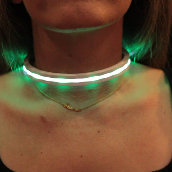 Animated Glow Choker | Light up LED wearable Accessory for EDM festivals or raves like burning man, electric forest, tomorrowland, coachella, hulaween - Nion Lights - Animated LED wearable accessory necklace choker