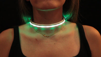 Animated Glow Choker | Light up LED wearable Accessory for EDM festivals or raves like burning man, electric forest, tomorrowland, coachella, hulaween - Nion Lights - Animated LED wearable accessory necklace choker