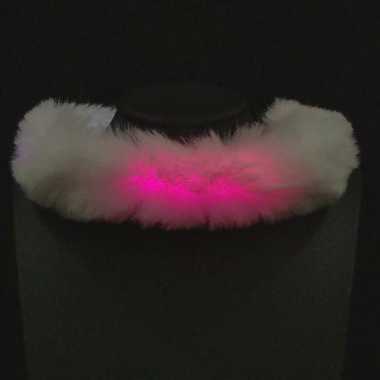 Faux Fur LED Glow Choker with pink chase animation