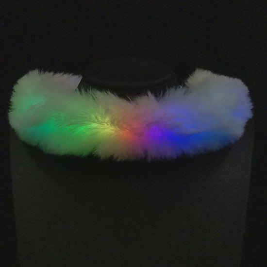 Faux Fur LED Glow Choker with rainbow animation