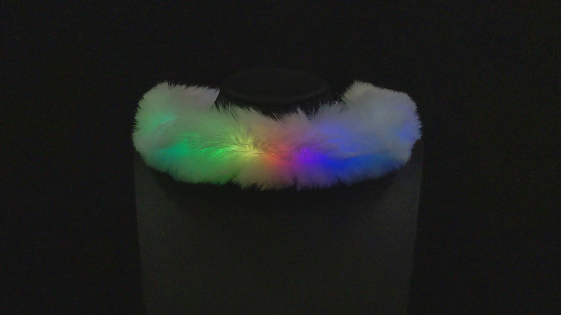 Faux Fur LED Glow Choker with rainbow animation