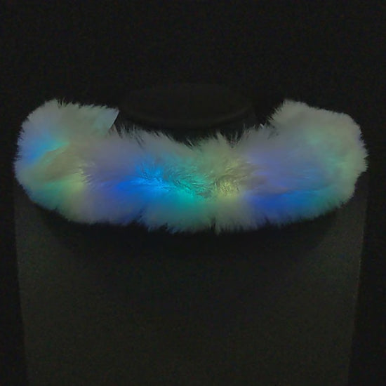 Faux Fur LED Glow Choker with mardi gras animation