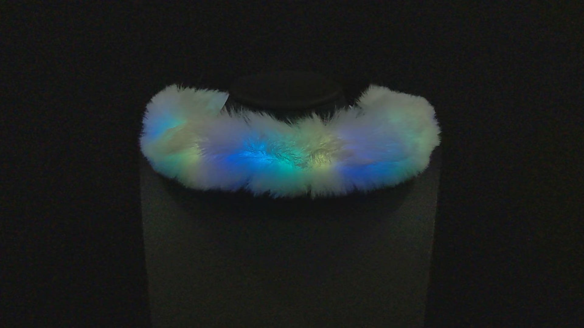 Faux Fur LED Glow Choker with mardi gras animation